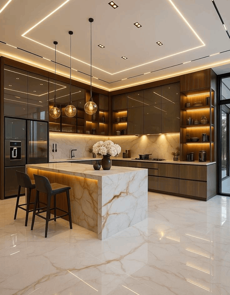 Navy Blue L-Shape Kitchen